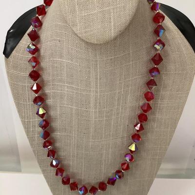Two necklaces red beads and black beads bundle