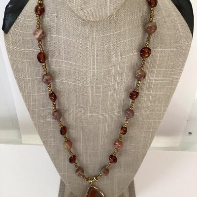 Brown stone necklace