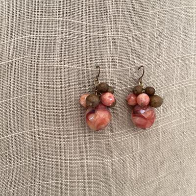 Vintage Beaded earrings red and brown