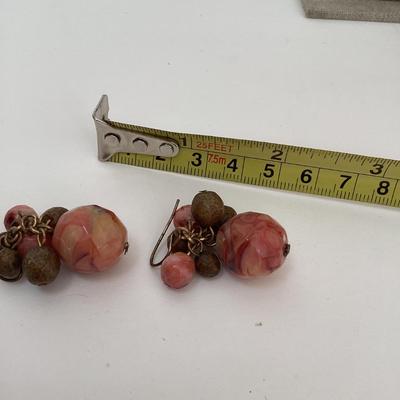 Vintage Beaded earrings red and brown