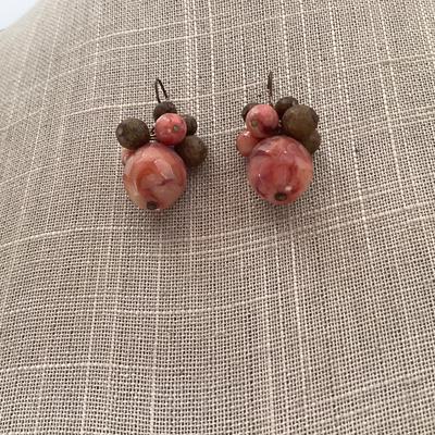 Vintage Beaded earrings red and brown