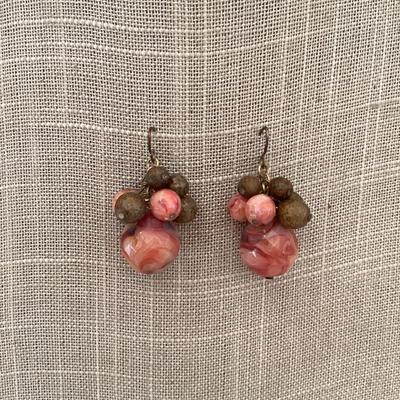 Vintage Beaded earrings red and brown