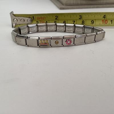 Friends stainless steel stretch Italian charm bracelet