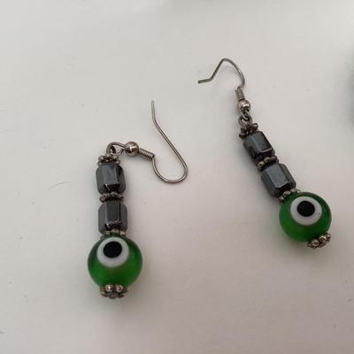 Bracelet and earrings Turkish evil eye and hematite