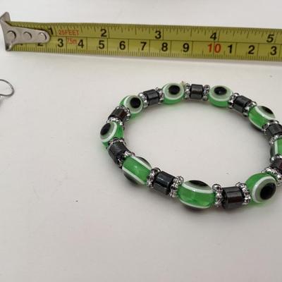 Bracelet and earrings Turkish evil eye and hematite