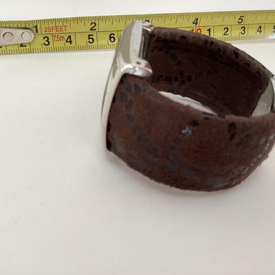 Geneva brown and silver tone watch