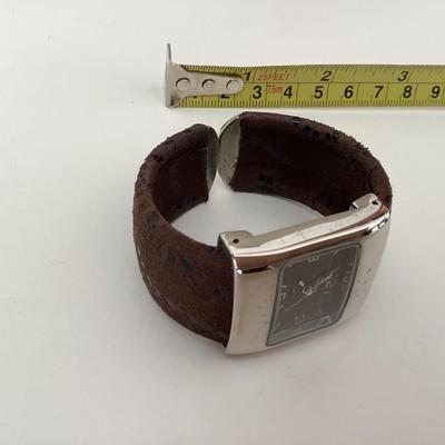 Geneva brown and silver tone watch