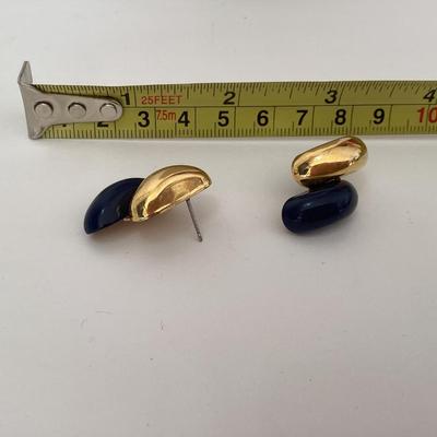 Dark blue and gold tone earrings