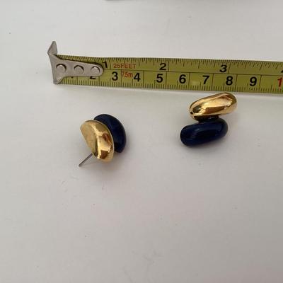 Dark blue and gold tone earrings