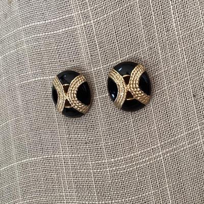 Black and gold toned earrings