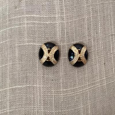 Black and gold toned earrings