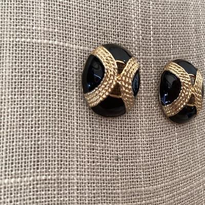 Black and gold toned earrings