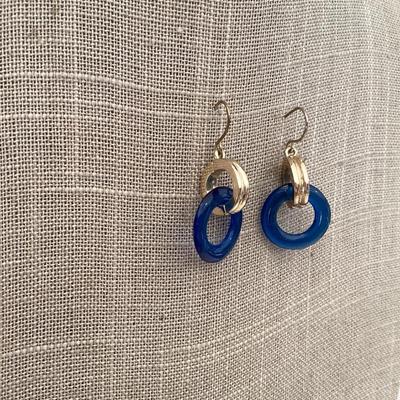 Blue and silver tone earrings