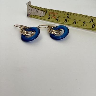 Blue and silver tone earrings