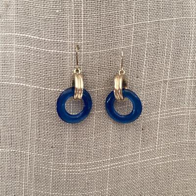 Blue and silver tone earrings