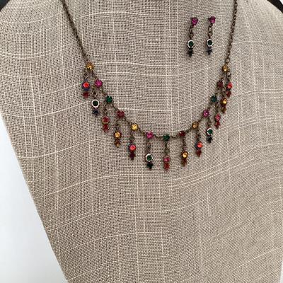 Multicolor necklace and earring set