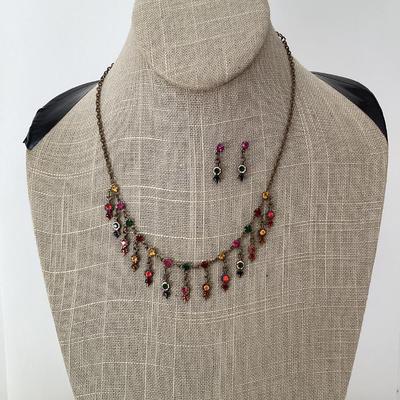 Multicolor necklace and earring set