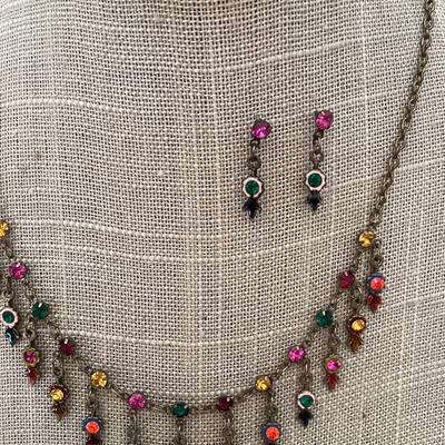 Multicolor necklace and earring set