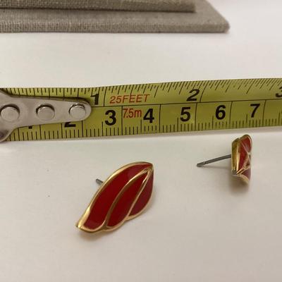 Red and gold tone Monet Earrings-vintage