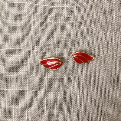 Red and gold tone Monet Earrings-vintage
