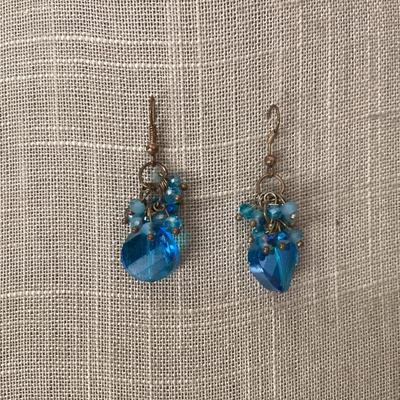 Clear blue bead earrings