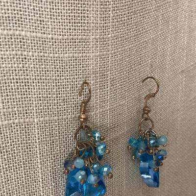 Clear blue bead earrings