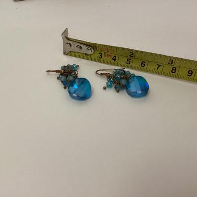 Clear blue bead earrings