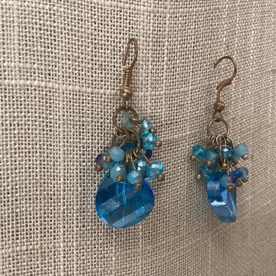 Clear blue bead earrings