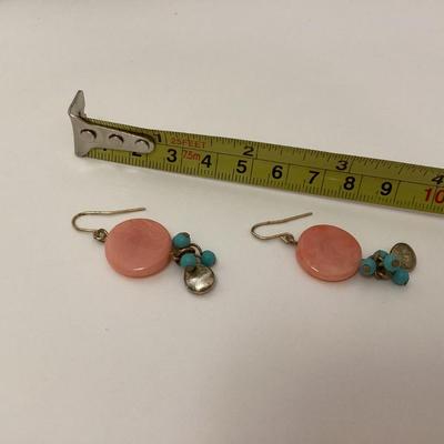 Pink and blue beaded earrings