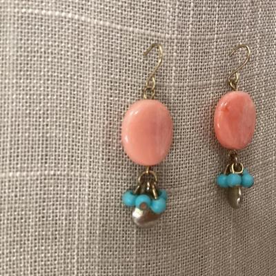 Pink and blue beaded earrings