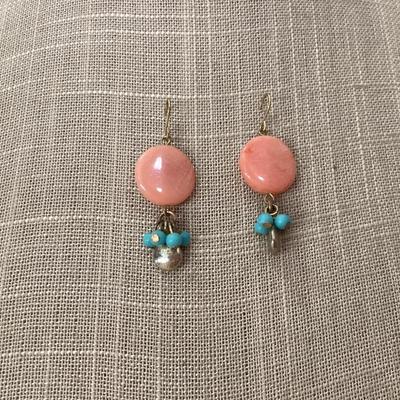 Pink and blue beaded earrings