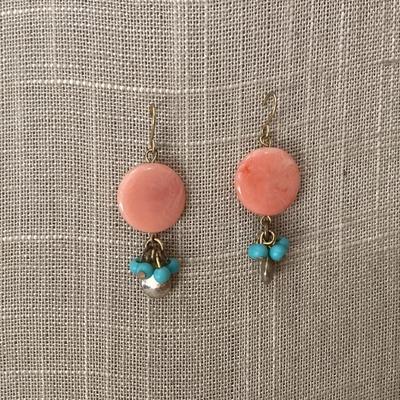 Pink and blue beaded earrings