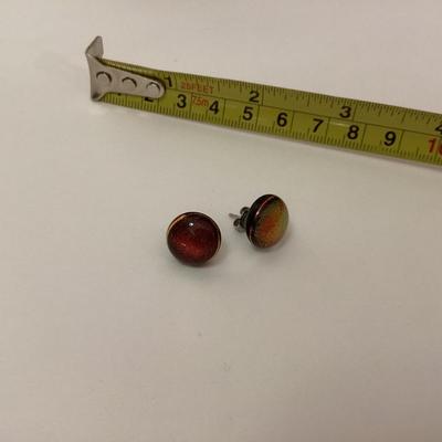 round orange glitter earrings