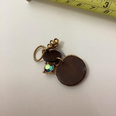 Wooden and gold tone earrings
