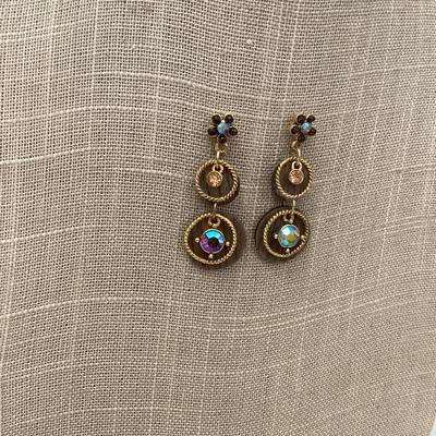 Wooden and gold tone earrings