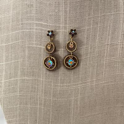 Wooden and gold tone earrings