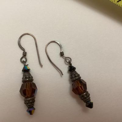 Black and brown bead earrings