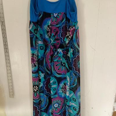 Belle Du jour Blue flower spaghetti strap dress L
