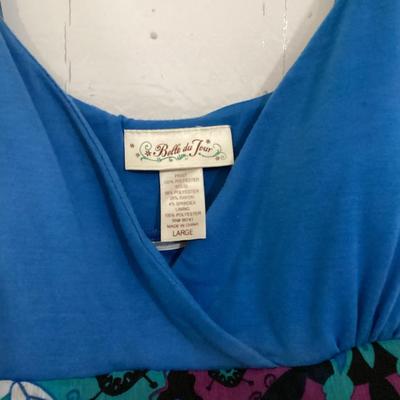 Belle Du jour Blue flower spaghetti strap dress L