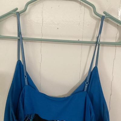 Belle Du jour Blue flower spaghetti strap dress L