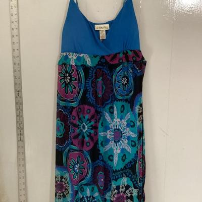 Belle Du jour Blue flower spaghetti strap dress L