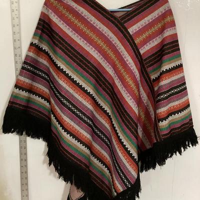 Colorful poncho 27" long