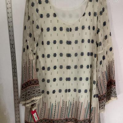 XL women's blouse white with blue and pink details