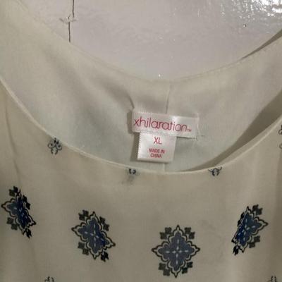 XL women's blouse white with blue and pink details