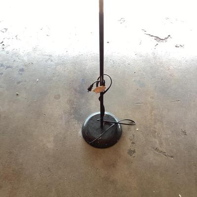 6 ft tall simple white and black lamp with 10 inch plastic shade