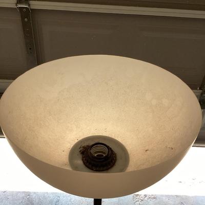 6 ft tall simple white and black lamp with 10 inch plastic shade