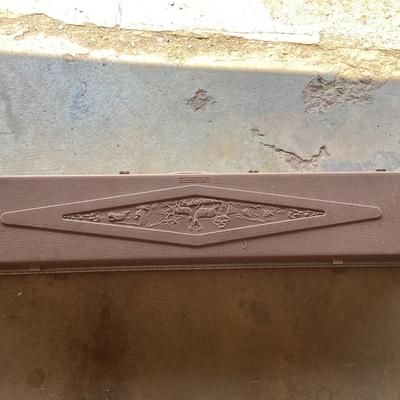 gun case- vintage brown rifle hard case with buck detail