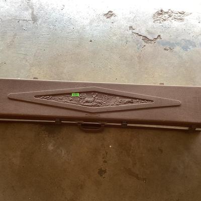 gun case- vintage brown rifle hard case with buck detail