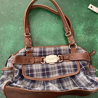 chaps blue flannel pattern handbag