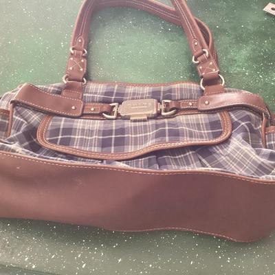 chaps blue flannel pattern handbag